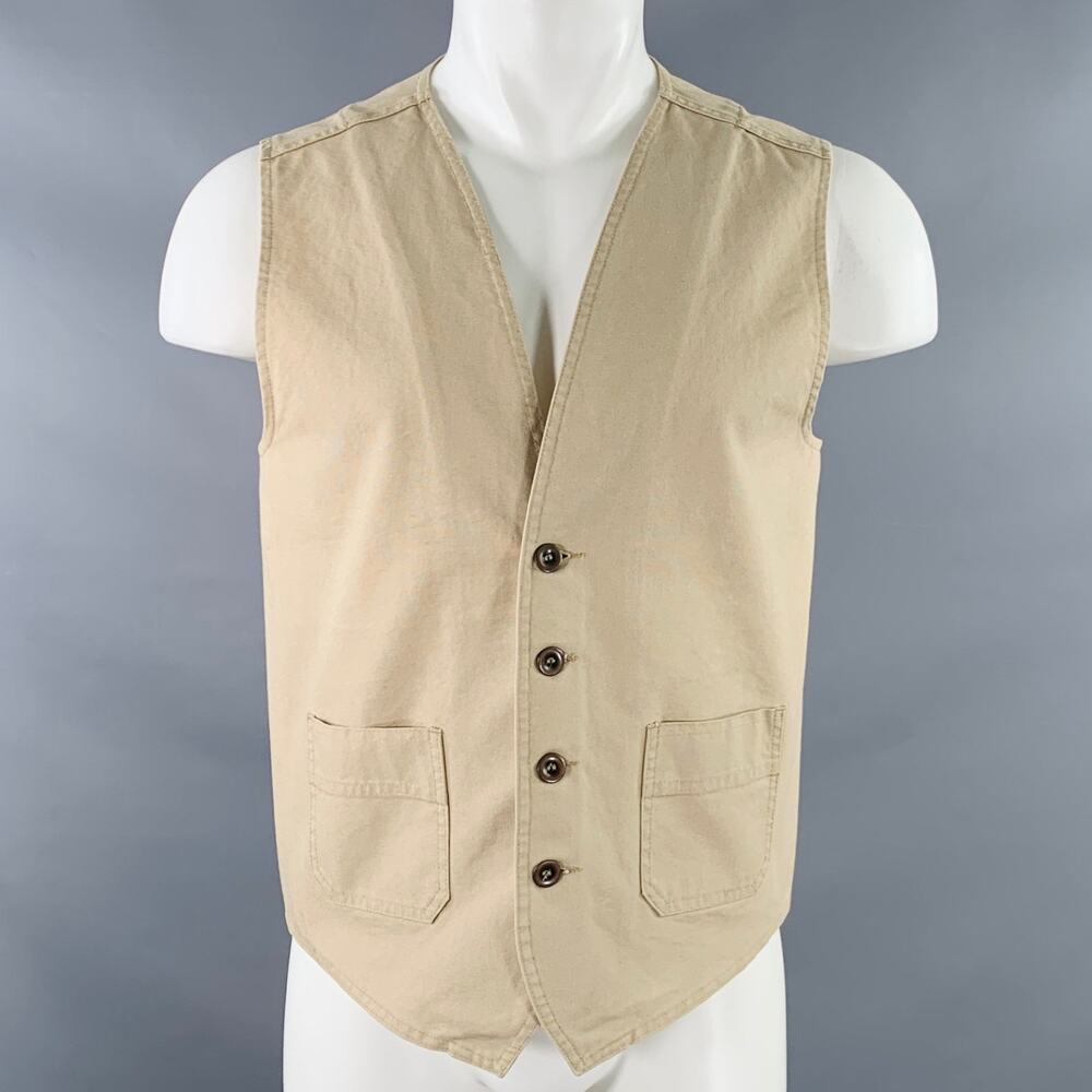 VETRA Size 36 Beige Cotton Two Pockets Vest